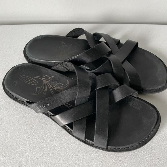 KEEN Sofia Slide Casual Sandals Black Leather Summer Comfort Women's Size 9 - Picture 3 of 11